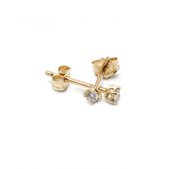 Classic Gold Stud Earrings with Solitaire Gemstone