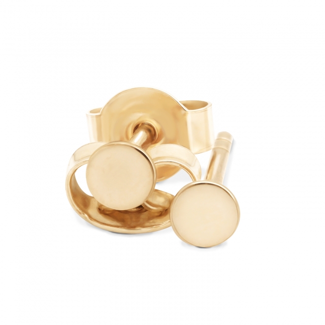 Gold Round Disk 3.3mm Stud Earrings Gold Round Disk 3.3mm Stud Earrings