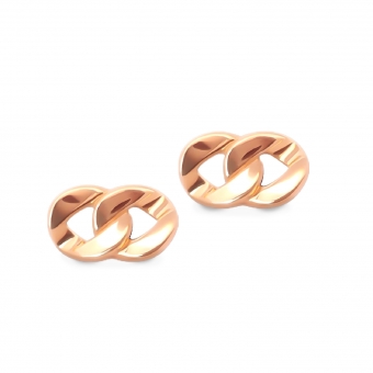 Gold Chain Link Stud Earrings