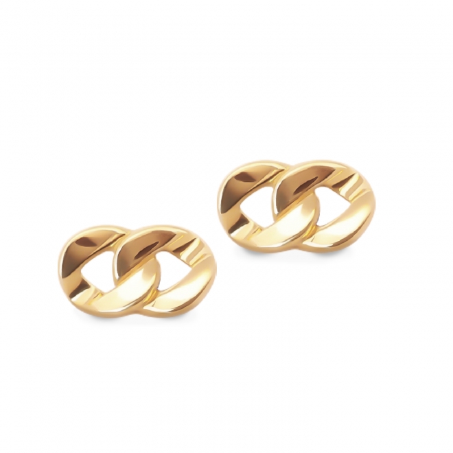 Gold Chain Link Stud Earrings