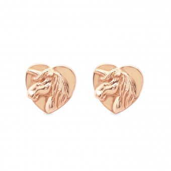 Gold Unicorn Head Stud Earrings