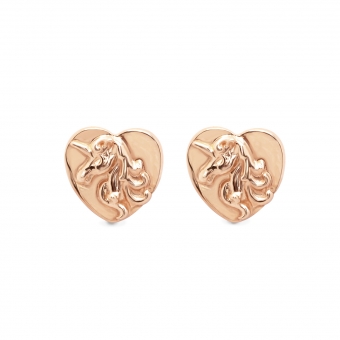 Embossed Unicorn Head Stud Earrings