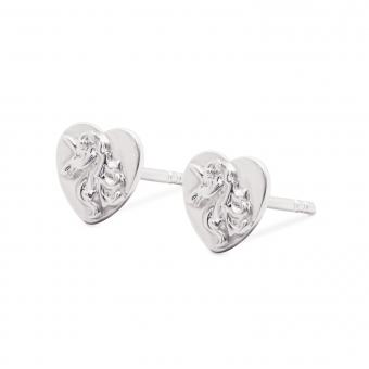 Embossed Unicorn Head Stud Earrings