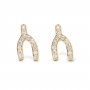Gold 28 Gemstones Wishbone Stud Earrings