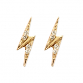 Golden 8 Diamonds Lightning Stud Earrings