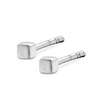 Perfect Cube Gold Stud Earrings