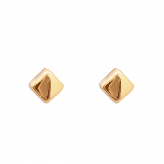 Perfect Cube Gold Stud Earrings