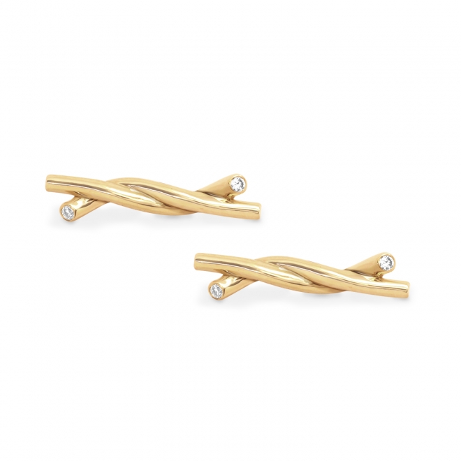 Solid Gold Knot Stud Earrings 1.3mm x 4 diamonds