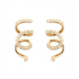 Twisted Spiral Shaped Stud Earrings Decorated with Diamonds