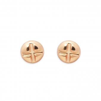 Gold Four-prong Nut Shaped Ear Studs