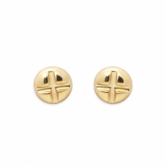 Gold Four-Prong Nut Shaped Stud Earrings