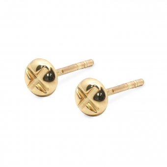 Gold Four-Prong Nut Shaped Stud Earrings