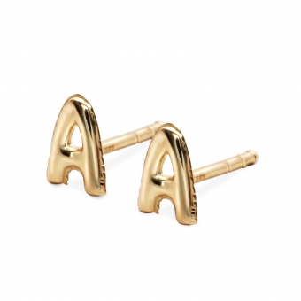 Gold A Letter Shaped Stud Earrings