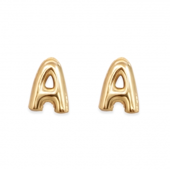 Gold A Letter Shaped Stud Earrings