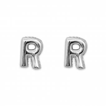 Gold R Letter Balloon Stud Earrings