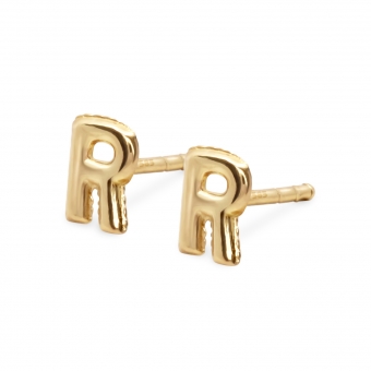 Gold R Letter Balloon Stud Earrings Gold R Letter Balloon Stud Earrings