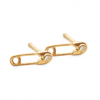 Safety Pin with Diamond Ear Studs