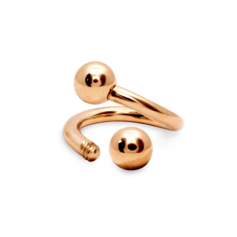 Externally Threading Spiral Bar With Two Solid Gold Balls