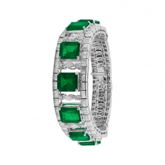 Diamonds and Colombian emeralds bracelet