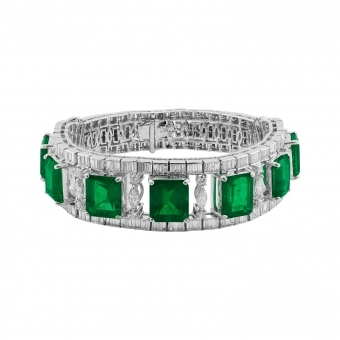 Diamonds and Colombian emeralds bracelet