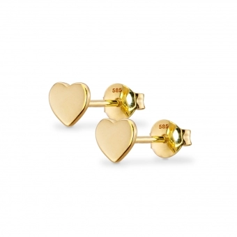 Golden Heart Stud Earrings