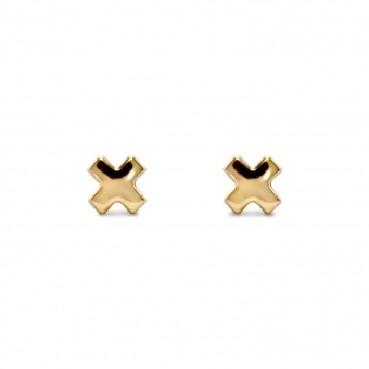Gold Big Plus Stud Earrings