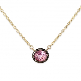 Oval Diamond Illusion Prong Paint Black Rhodium Necklace