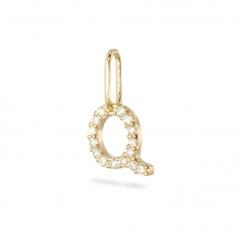 Q Letter Long Bail Pendant with Diamonds