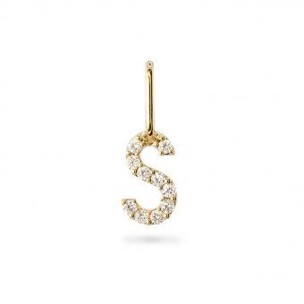 S Letter Long Bail Pendant with Diamonds