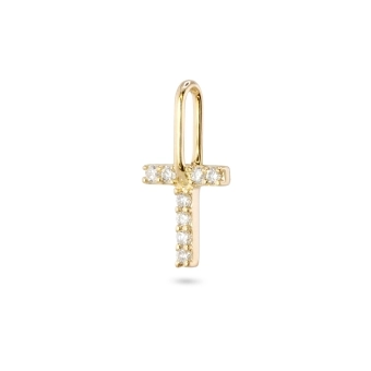T Letter Long Bail Pendant with Diamonds