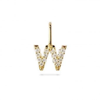 W Letter Long Bail Pendant with Diamonds