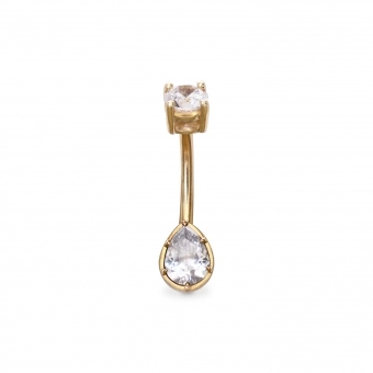 Pear Diamond Belly Piercing with Four-Prong Setting Head
