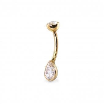 Pear Diamond Belly Piercing with Bezel Setting Head