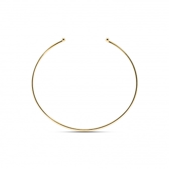 Gold Thin Tube Bangle with Diamonds Classic